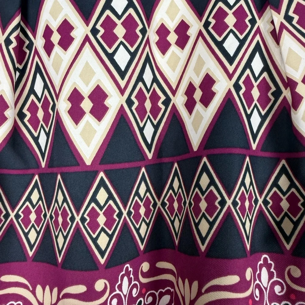 The Limited Burgundy‎ and Cream Patterned Midi Skirt